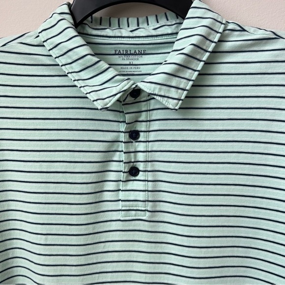 Fairlane Pima Cotton Polo Shirt Golf UV SPF 30 Moisture Wicking Green Blue Sz XL - Picture 3 of 6